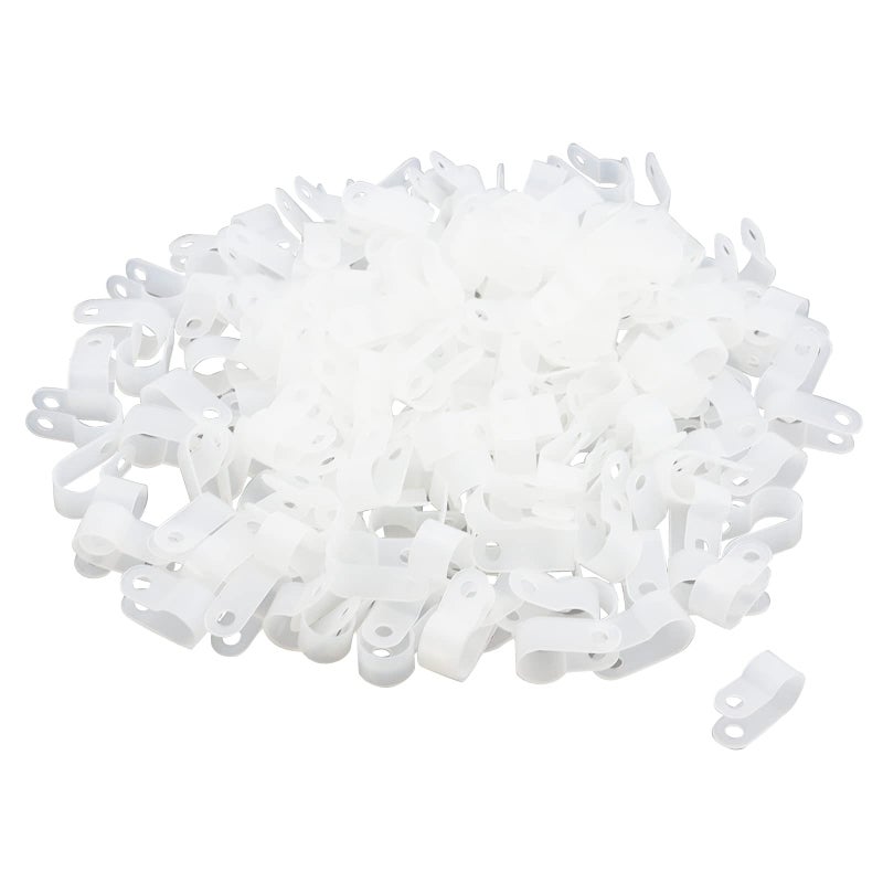 Antrader R-Type Cable Clamp White Nylon Cable Organizer Clips for 3/8 Inch Diameter Wire Rope Management Pack of 200 with Screws - Image 1